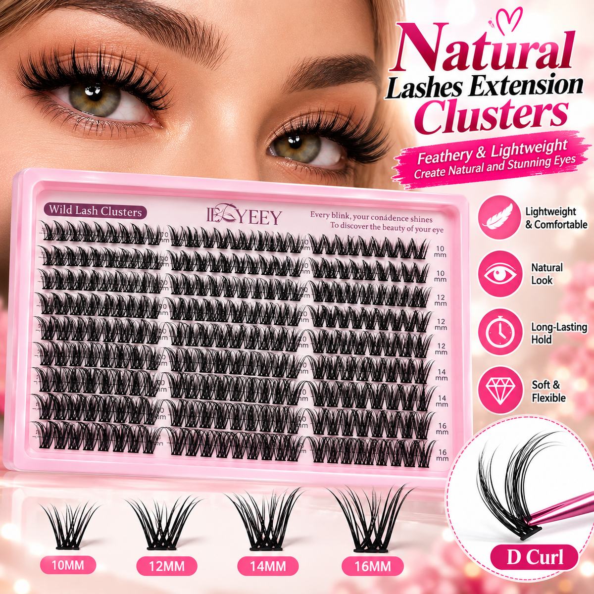 Lot de 300 bouquets de faux cils effet plume