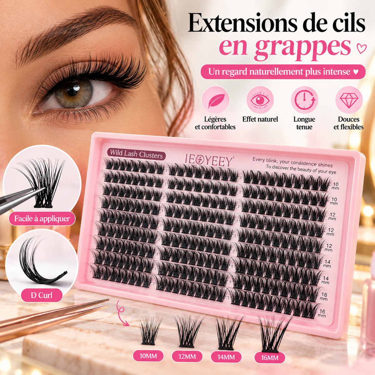 Lot de 300 bouquets de faux cils effet plume