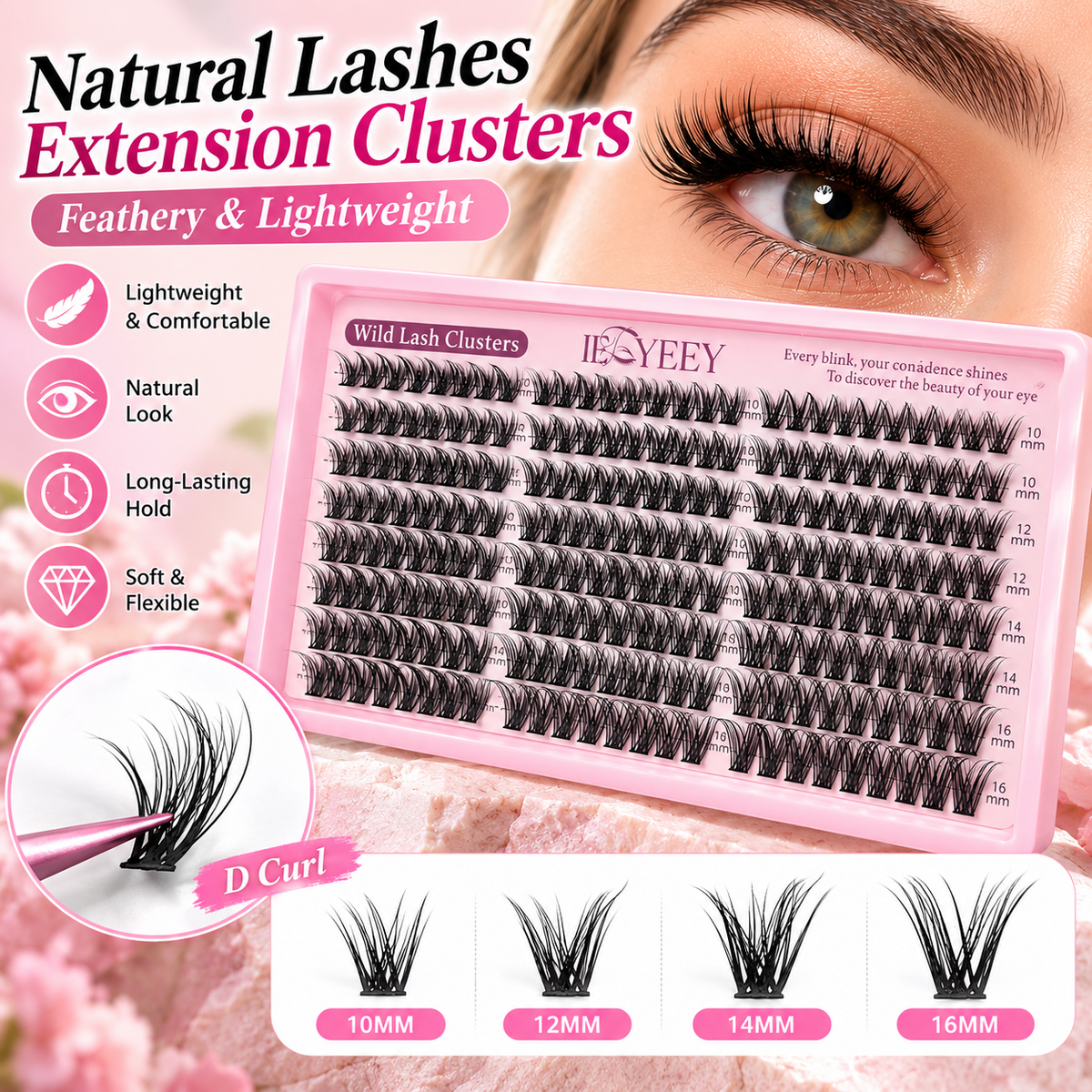 Lot de 300 bouquets de faux cils effet plume