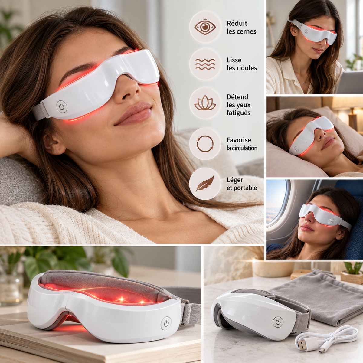 Lunettes de Massage Contour des Yeux EMS