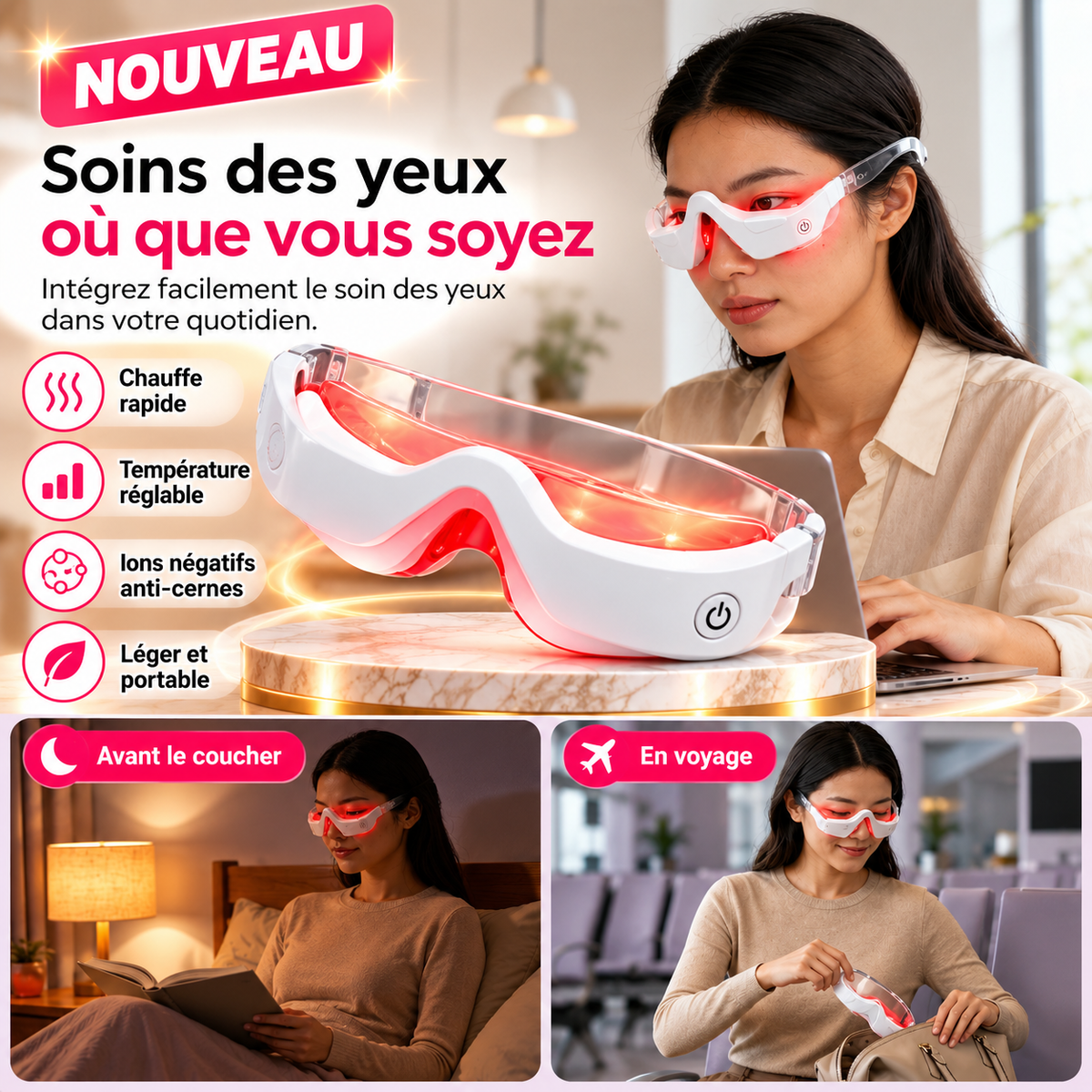 Lunettes de Massage Contour des Yeux EMS
