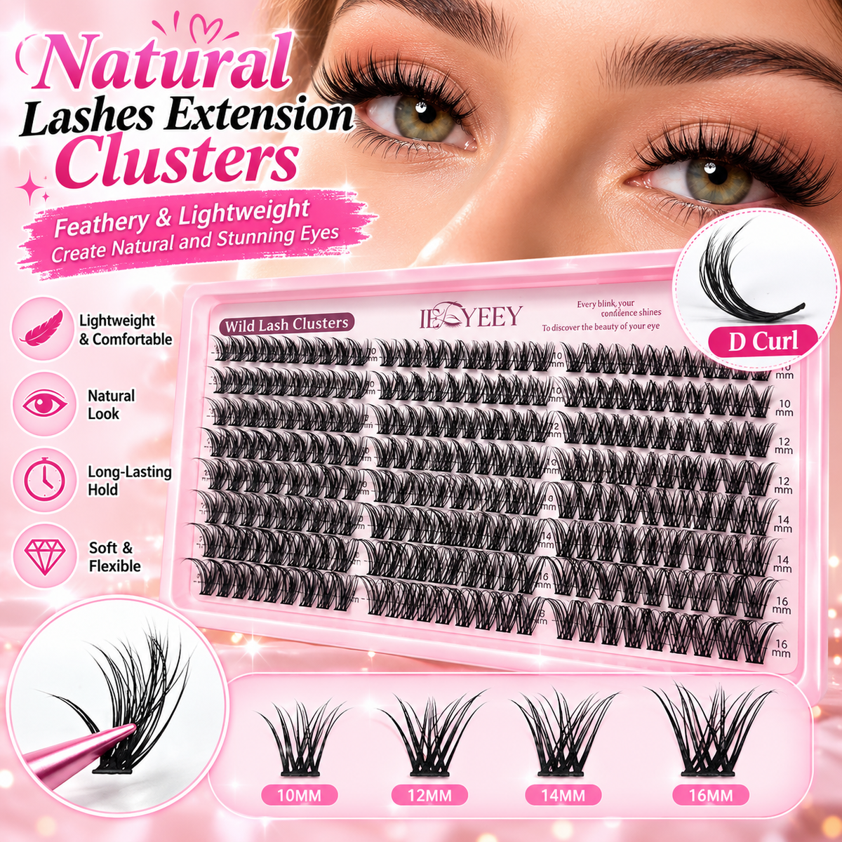 Lot de 300 bouquets de faux cils effet plume